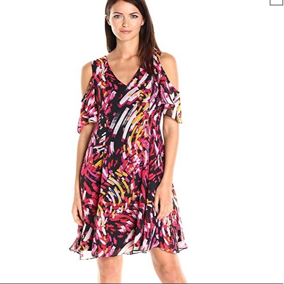 Nine West multi colored cold-shoulder dress - Picture 1 of 6